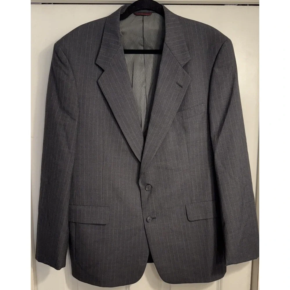 HART SCHAFFNER MARX Blazer Men's 44R Gray Pinstripe Australian Wool